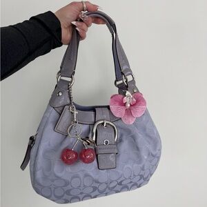 vintage Coach Lavander Optic Canvas Lynn Hobo Bag +  Wallet Set